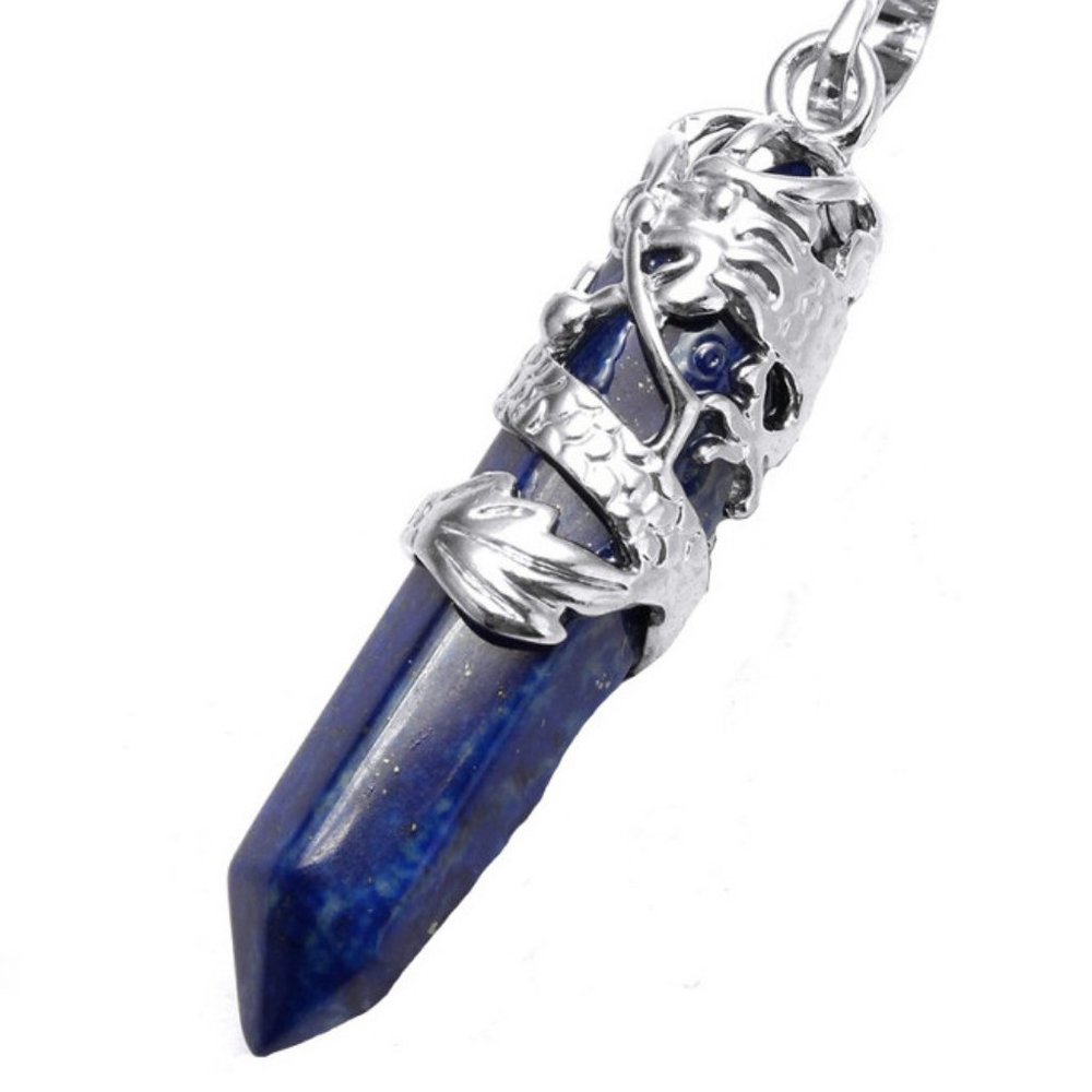 NEW Blue Dragon Wrapped Lapis Lazuli Stone Necklace